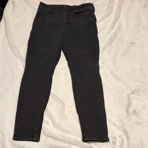 Women's American Eagle Black Super High-Rise Button-Fly Jegging